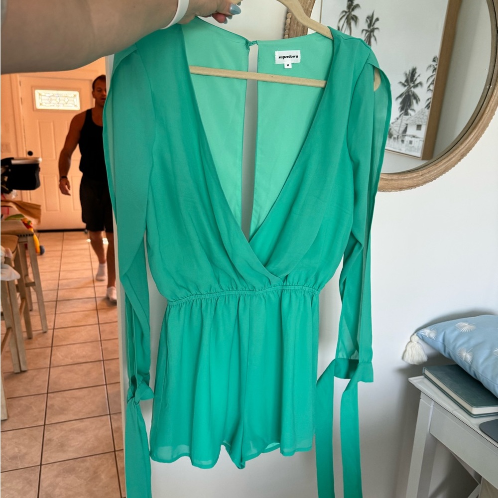 Superdown Jocelyn romper in teal worn once size M